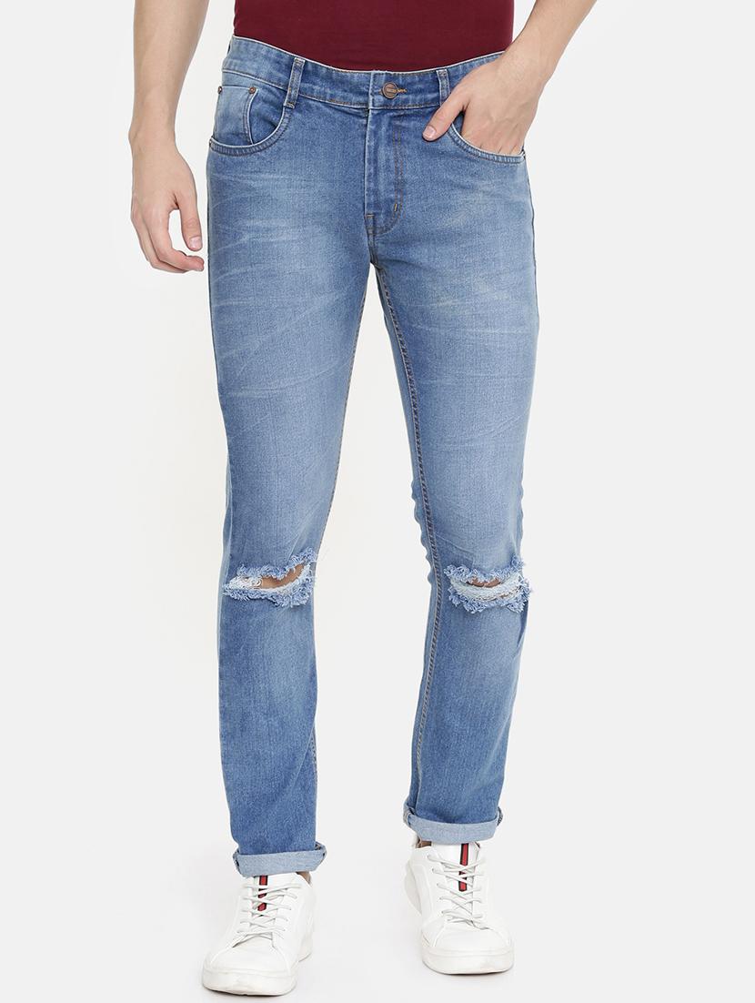 blue light washed ripped denim jeans - 16711804 - Zoom Image - 1