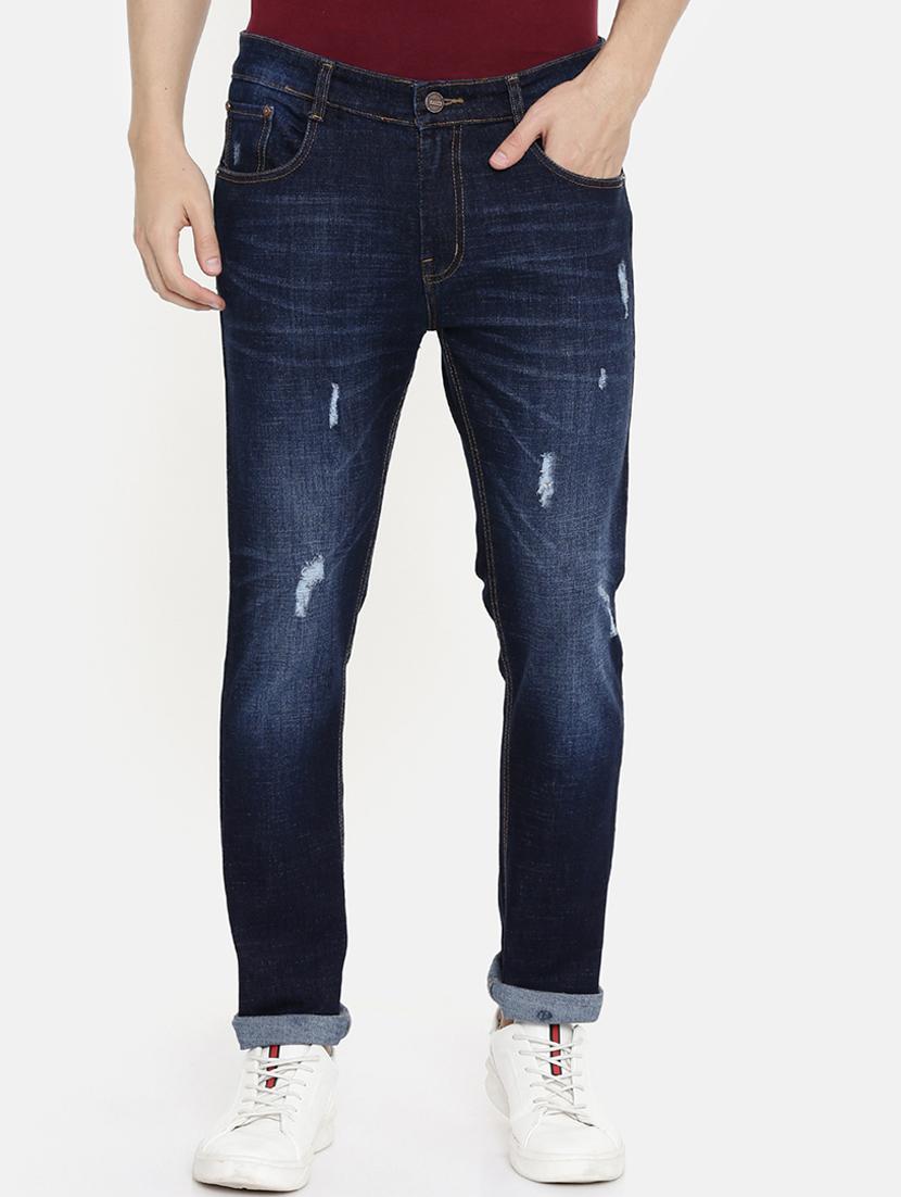 blue light washed distressed denim jeans - 16711805 - Zoom Image - 1