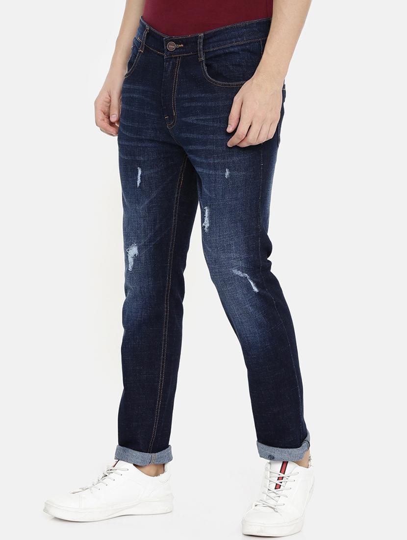 blue light washed distressed denim jeans - 16711805 - Zoom Image - 2