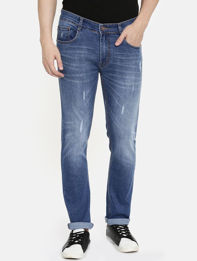 navy blue light washed ripped denim jeans - 16711806 - Zoom Image - 1