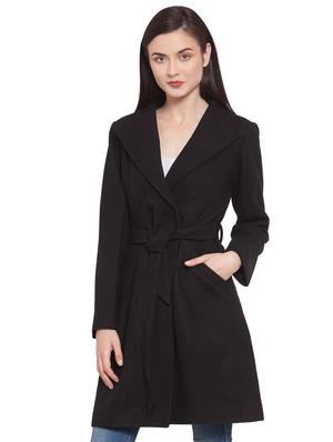 tie front lapel neck trench/overcoat coat - 16711881 - Standard Image - 2