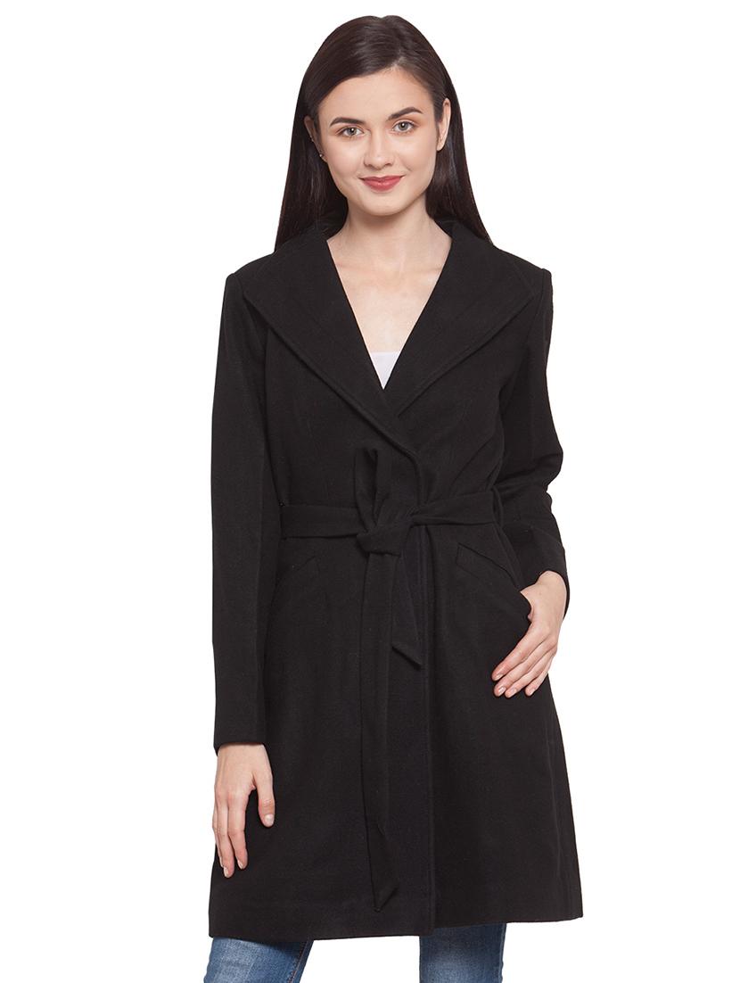 tie front lapel neck trench/overcoat coat - 16711881 - Zoom Image - 1