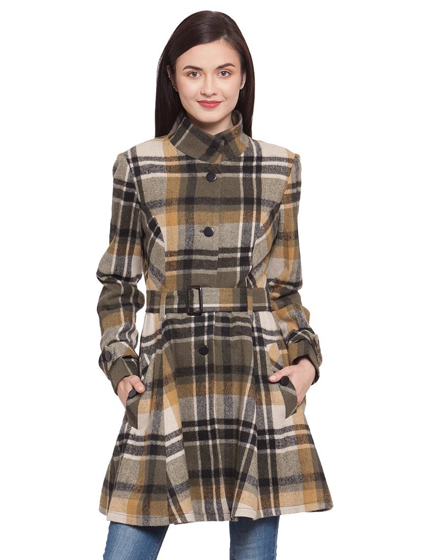 belted checkered trench/overcoat coat - 16711884 - Zoom Image - 1
