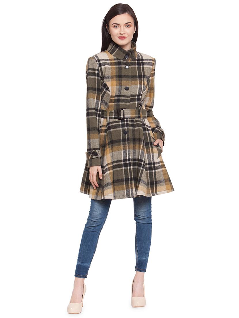 belted checkered trench/overcoat coat - 16711884 - Zoom Image - 4