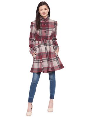 mandarin neck belted trench/overcoat coat - 16711886 - Standard Image - 4