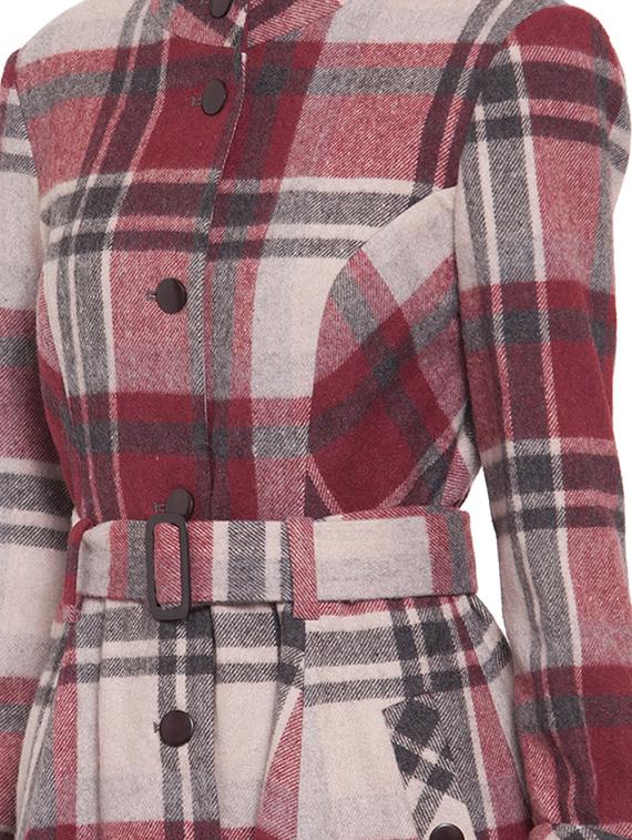 mandarin neck belted trench/overcoat coat - 16711886 - Zoom Image - 5