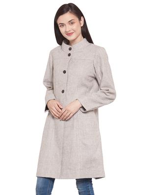 mandarin neck solid trench/overcoat coat - 16711889 - Standard Image - 2