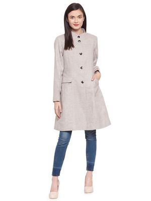 mandarin neck solid trench/overcoat coat - 16711889 - Standard Image - 4