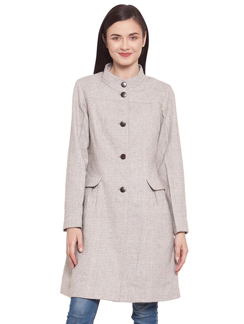 mandarin neck solid trench/overcoat coat - 16711889 - Zoom Image - 1