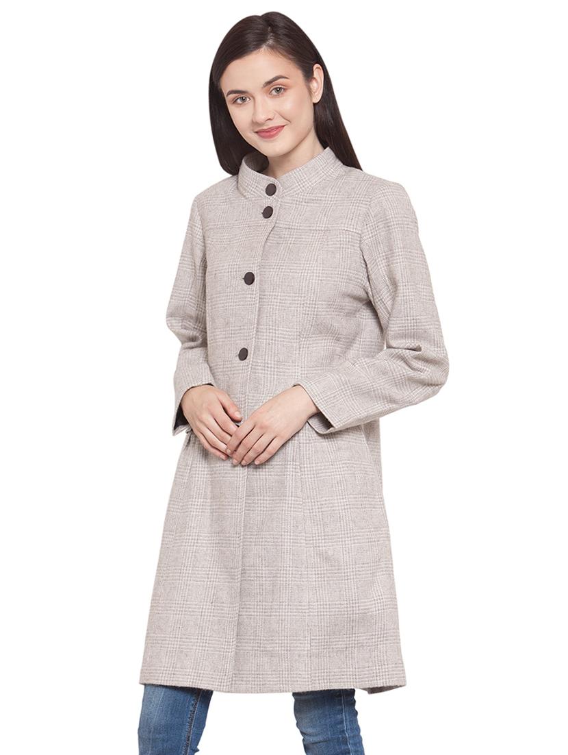 mandarin neck solid trench/overcoat coat - 16711889 - Zoom Image - 2