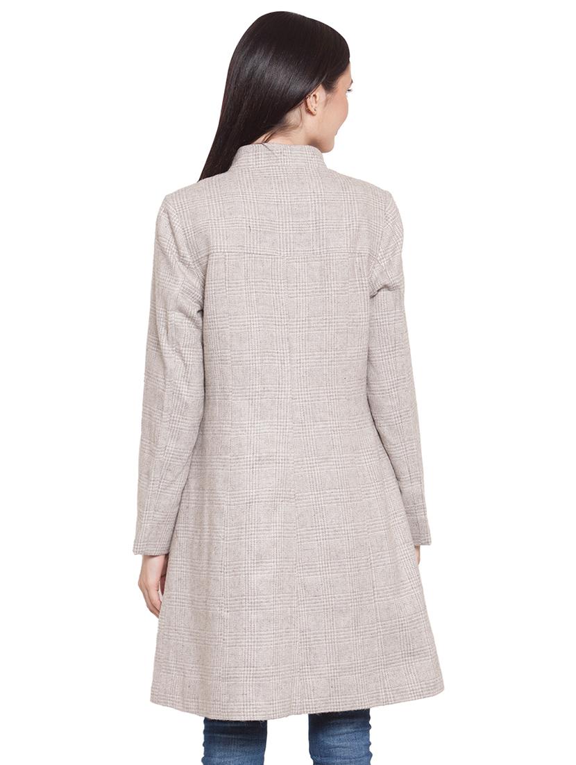 mandarin neck solid trench/overcoat coat - 16711889 - Zoom Image - 3