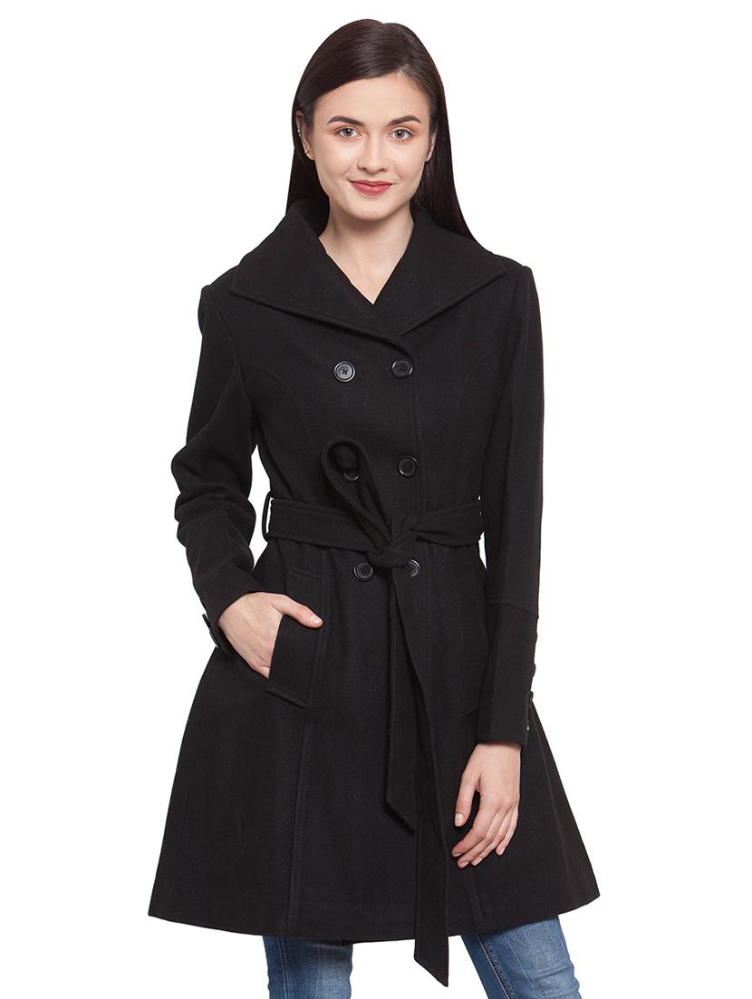 tie front shirt collar trench/overcoat coat - 16711895 - Zoom Image - 1