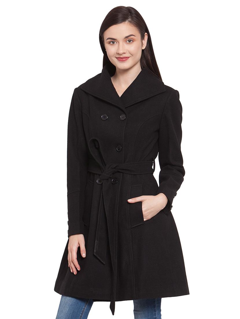 tie front shirt collar trench/overcoat coat - 16711895 - Zoom Image - 2