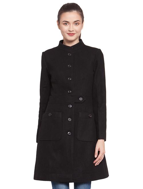 mandarin neck solid trench/overcoat coat - 16711897 - Standard Image - 1