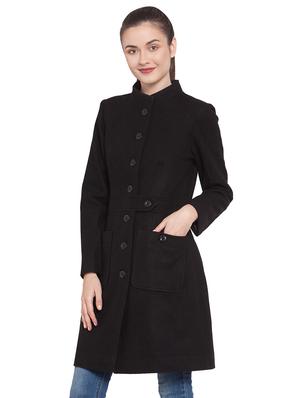 mandarin neck solid trench/overcoat coat - 16711897 - Standard Image - 2