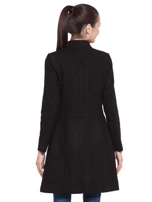 mandarin neck solid trench/overcoat coat - 16711897 - Standard Image - 3