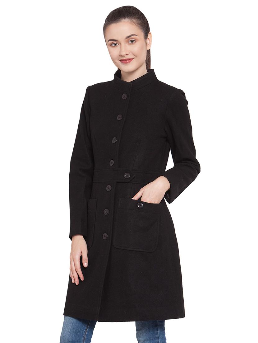 mandarin neck solid trench/overcoat coat - 16711897 - Zoom Image - 2