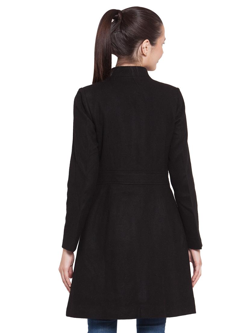 mandarin neck solid trench/overcoat coat - 16711897 - Zoom Image - 3