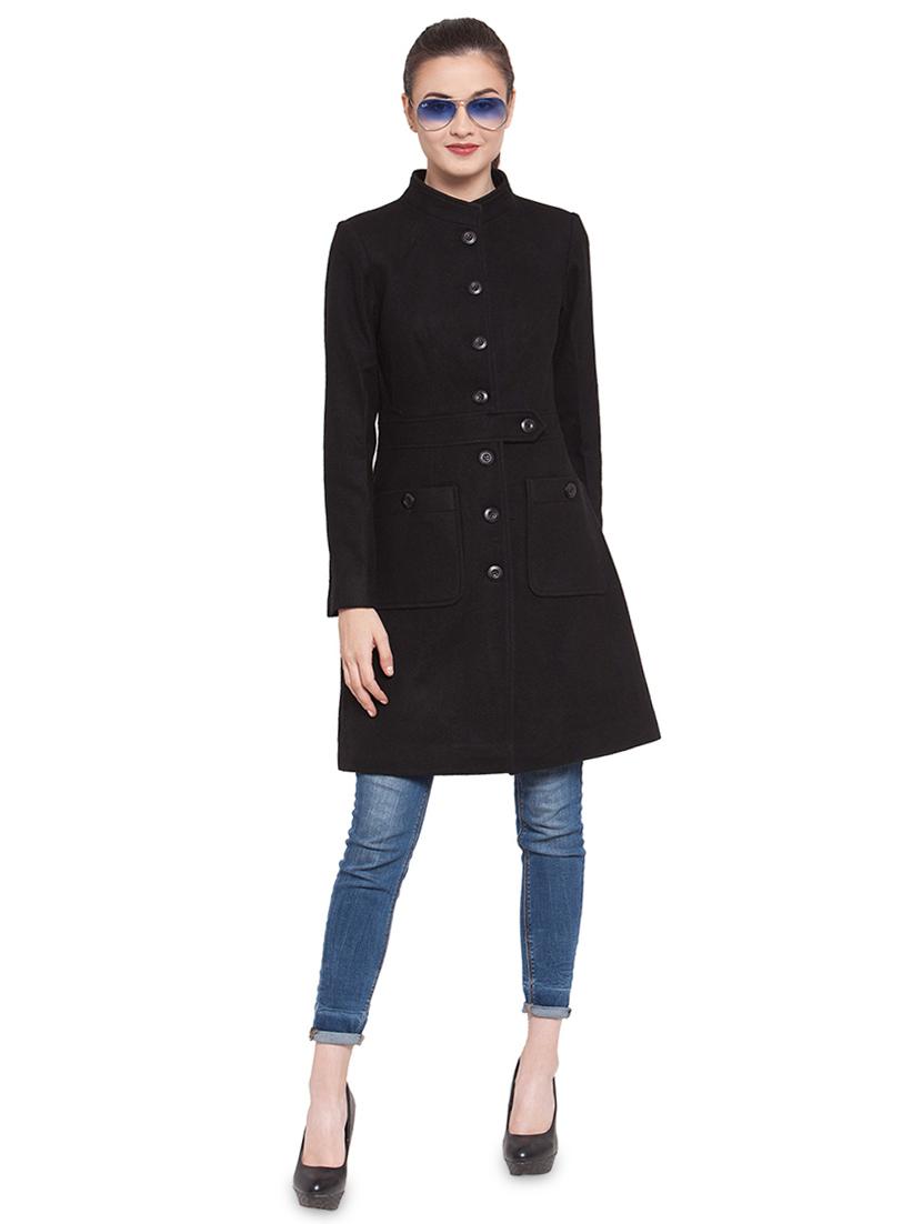 mandarin neck solid trench/overcoat coat - 16711897 - Zoom Image - 4