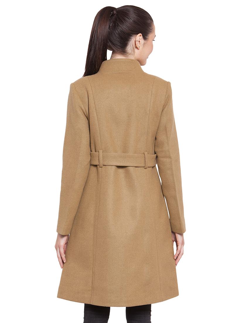 mandarin neck belted trench/overcoat coat - 16711898 - Zoom Image - 3