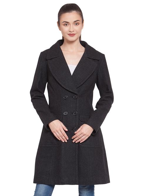 lapel neck trench/overcoat coat - 16711912 - Standard Image - 1