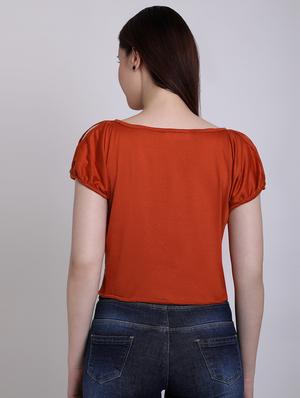 tie knot slit sleeved crop top - 16711926 - Standard Image - 3