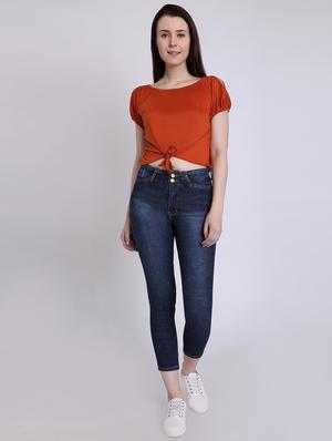 tie knot slit sleeved crop top - 16711926 - Standard Image - 4