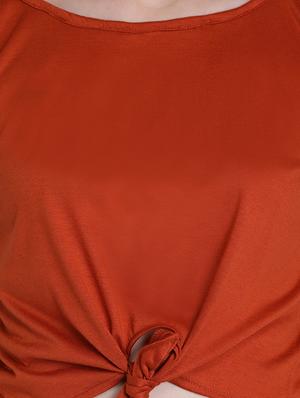 tie knot slit sleeved crop top - 16711926 - Standard Image - 5