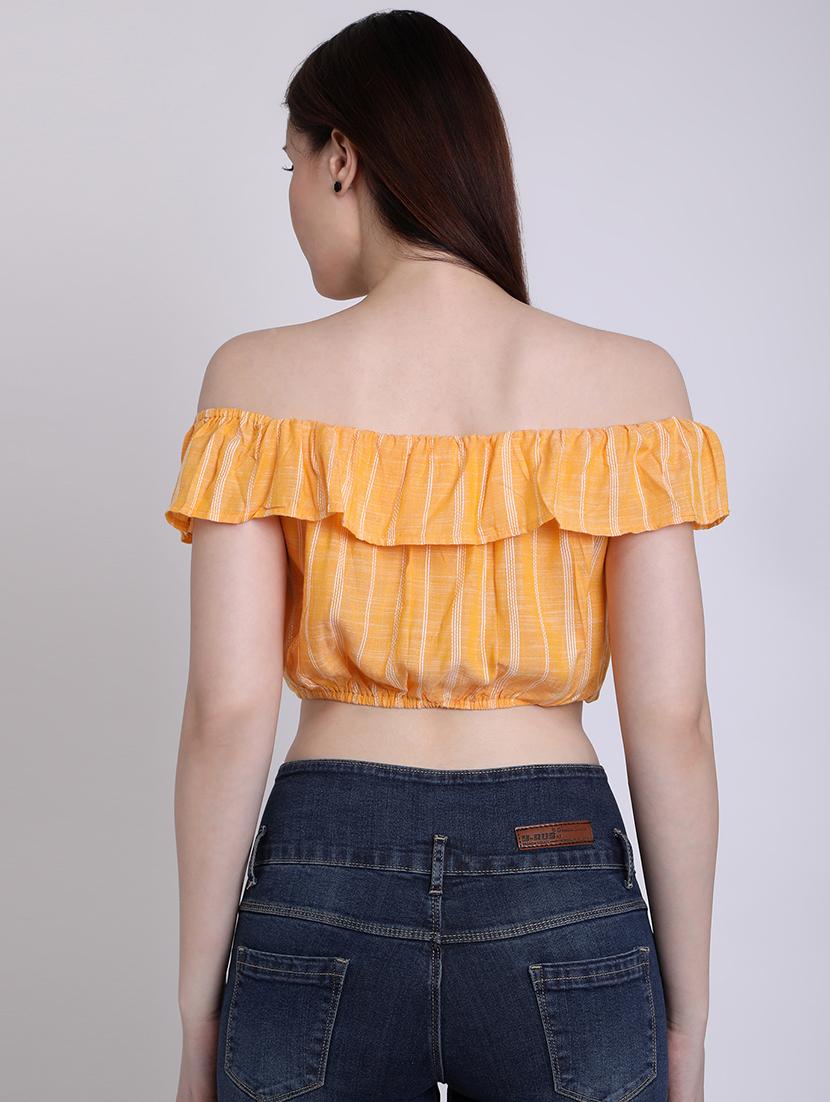 off shoulder striped crop top - 16711928 - Zoom Image - 3