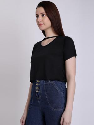 choker neck solid crop top - 16711930 - Standard Image - 2