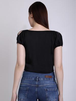 tie knot slit sleeved crop top - 16711931 - Standard Image - 3