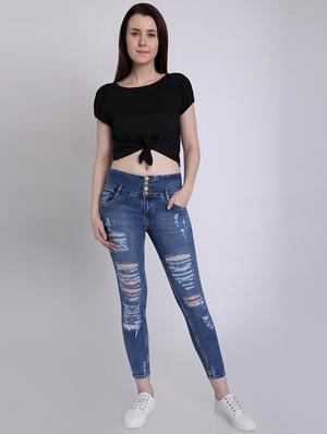 tie knot slit sleeved crop top - 16711931 - Standard Image - 4