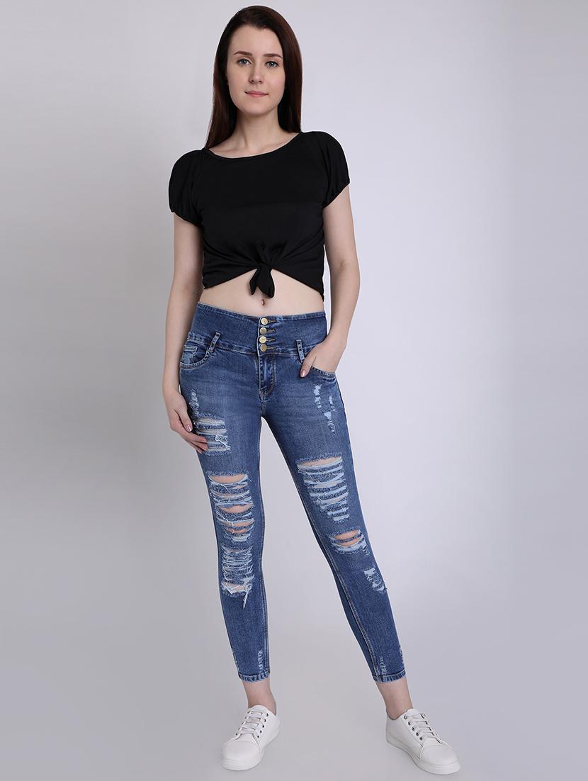 tie knot slit sleeved crop top - 16711931 - Zoom Image - 4