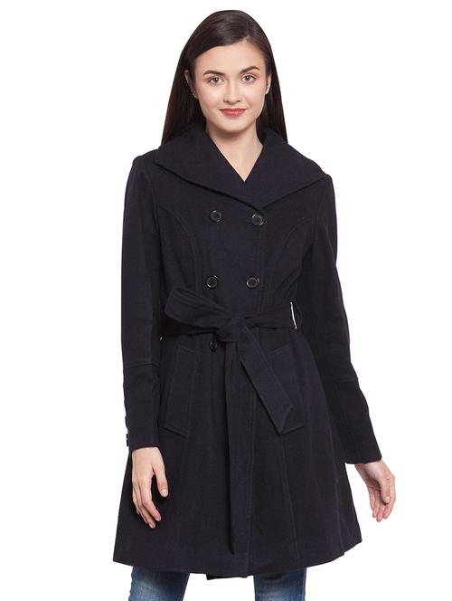tie front wool trench/overcoat coat - 16711971 - Standard Image - 1