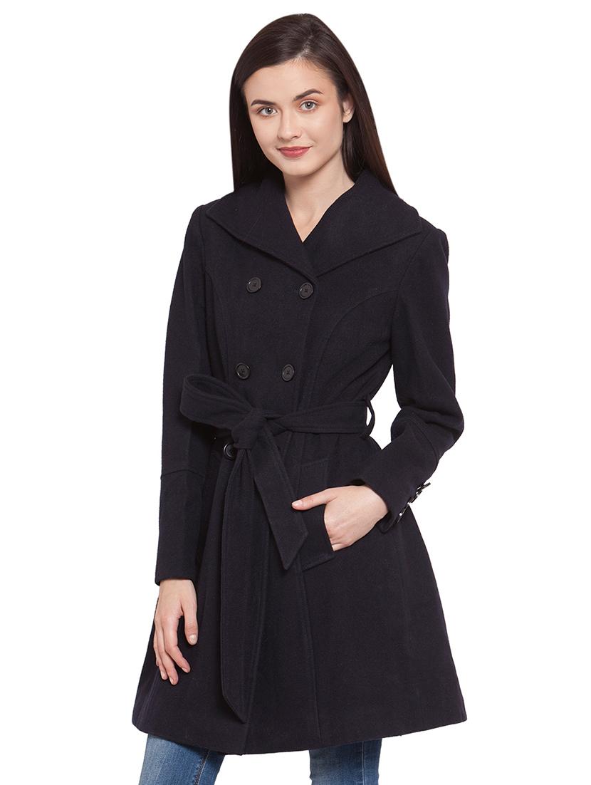 tie front wool trench/overcoat coat - 16711971 - Zoom Image - 2