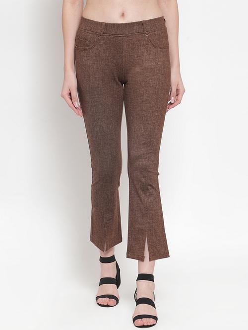 mid rise solid trouser - 16711977 - Standard Image - 1
