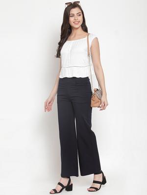 high rise solid wide leg trouser - 16711988 - Standard Image - 4