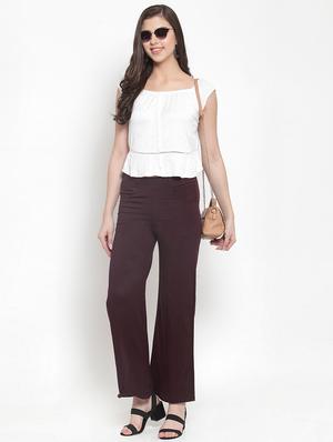 high rise solid wide leg trouser - 16711990 - Standard Image - 4