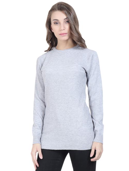 round neck solid pullover - 16712014 - Standard Image - 1
