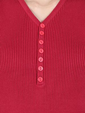 button detail v-neck pullover - 16712017 - Standard Image - 5