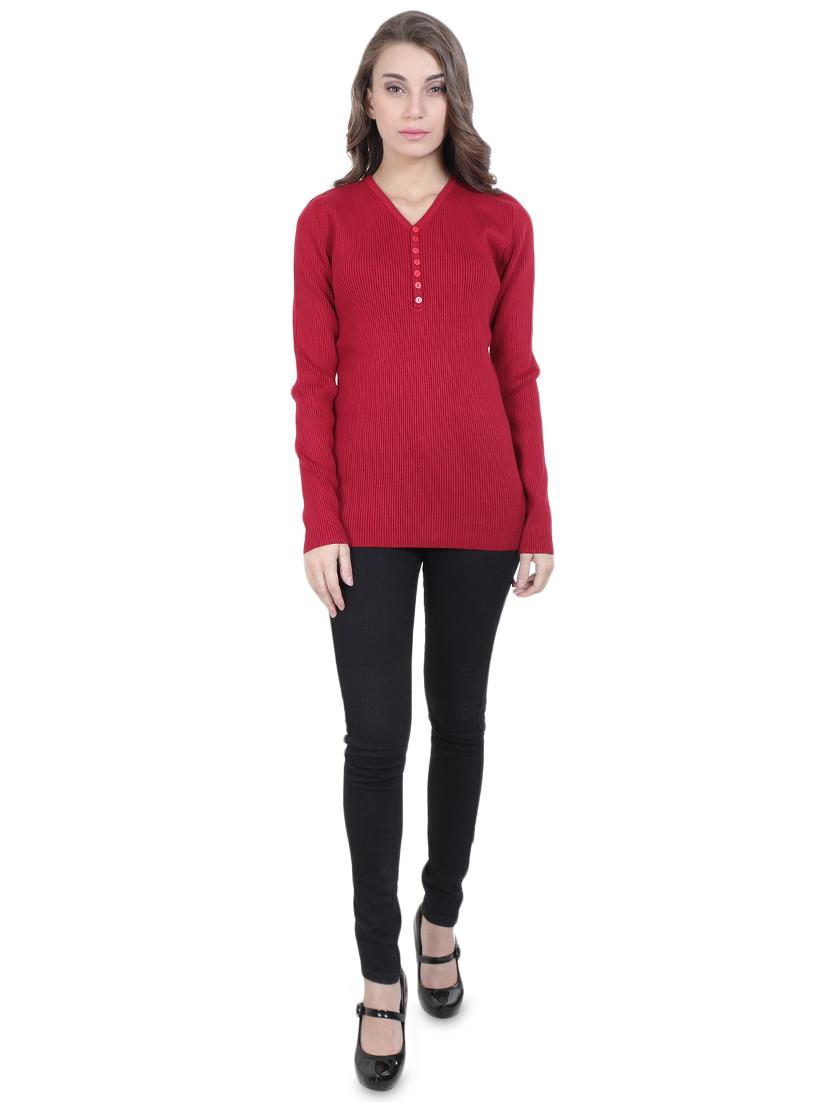 button detail v-neck pullover - 16712017 - Zoom Image - 4
