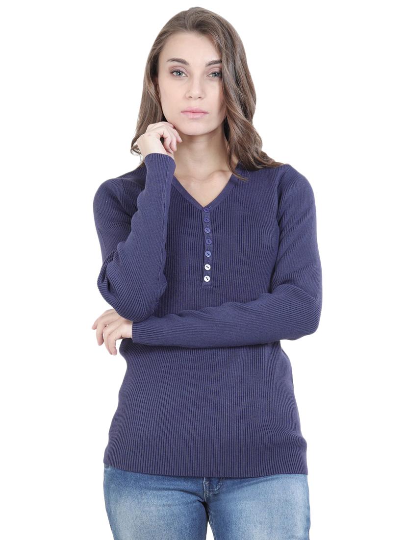 button detail v-neck pullover - 16712018 - Zoom Image - 1