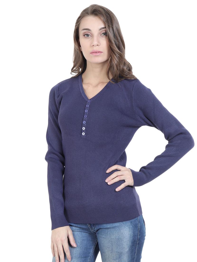 button detail v-neck pullover - 16712018 - Zoom Image - 2