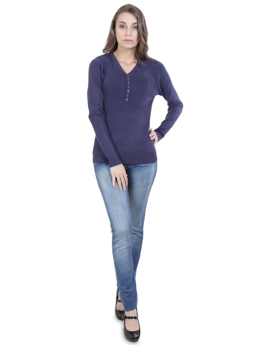 button detail v-neck pullover - 16712018 - Zoom Image - 4