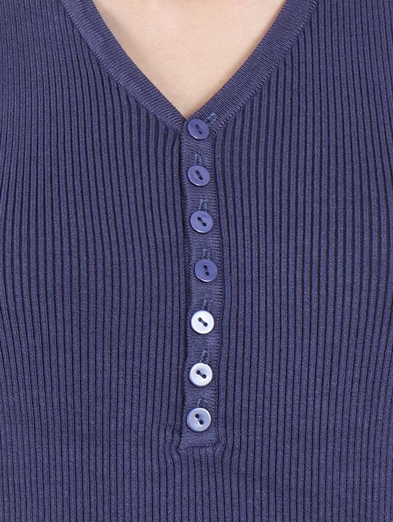 button detail v-neck pullover - 16712018 - Zoom Image - 5