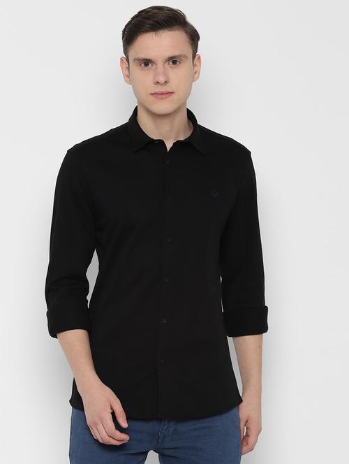 black solid casual shirt - 16712108 - Standard Image - 1