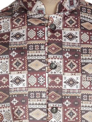 maroon printed nehru jacket - 16712155 - Standard Image - 5