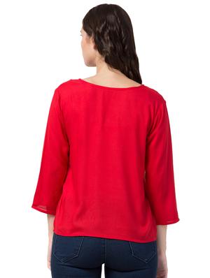 round neck embroidered detail top - 16712207 - Standard Image - 3