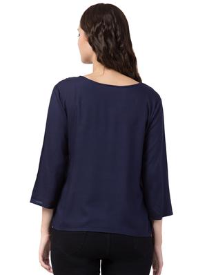 round neck embroidered detail top - 16712208 - Standard Image - 3