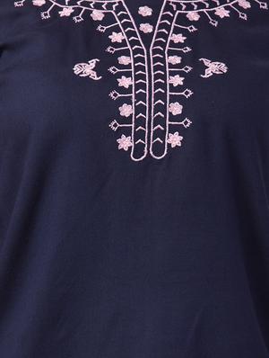 round neck embroidered detail top - 16712208 - Standard Image - 4